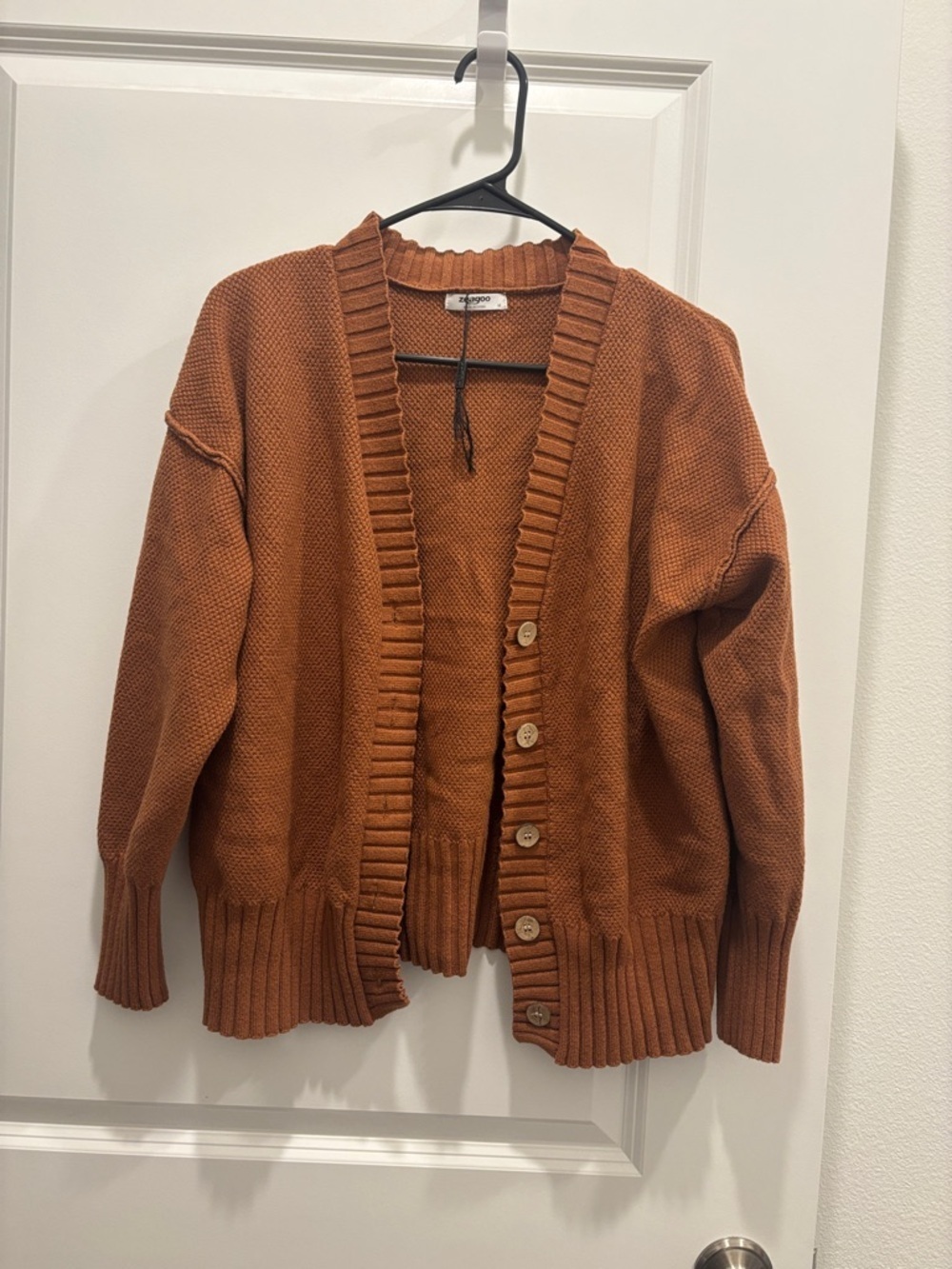 Zeagoo Cozy Rust Button-Front Cardigan Sweater
